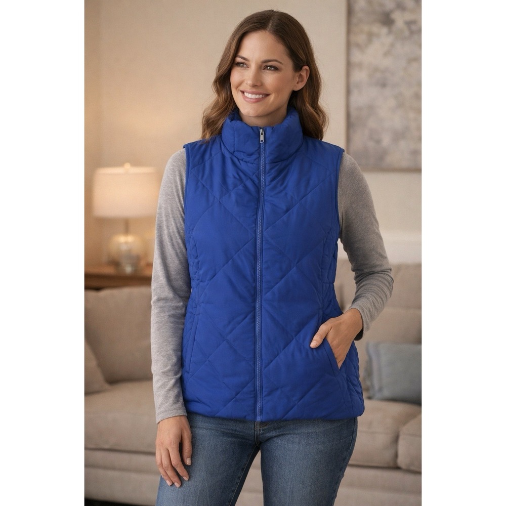 New York And Company‎ Women's Blue Puffer Vest Size L